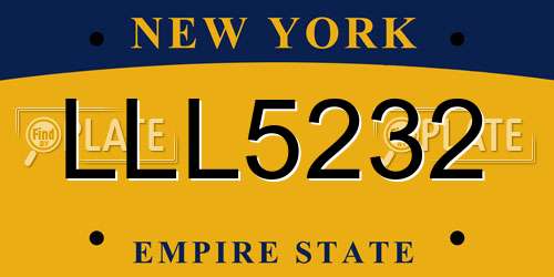 LLL5232 New York License Plate