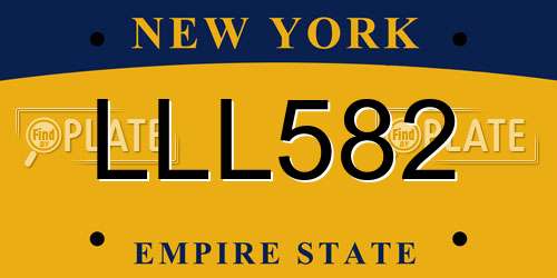 LLL582 New York License Plate
