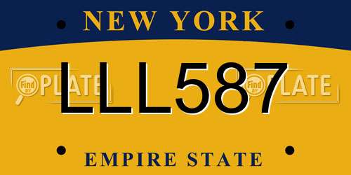 LLL587 New York License Plate