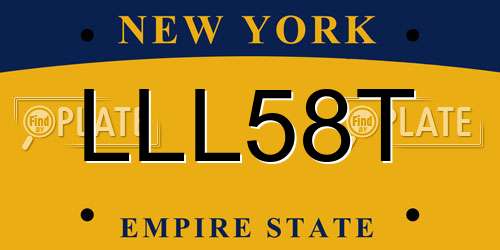 LLL58T New York License Plate