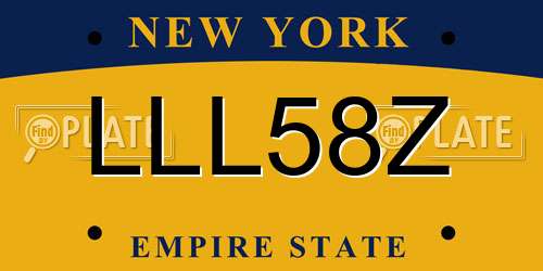 LLL58Z New York License Plate