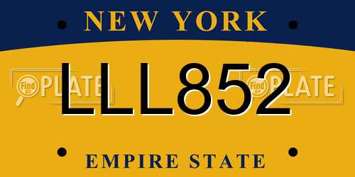 LLL852 New York License Plate