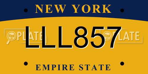 LLL857 New York License Plate