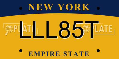 LLL85T New York License Plate