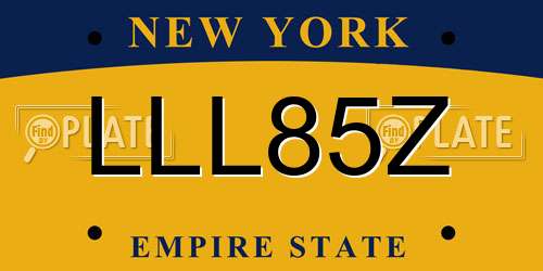 LLL85Z New York License Plate