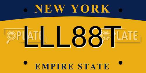 LLL88T New York License Plate