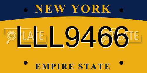 LLL9466 New York License Plate
