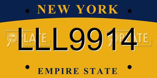 LLL9914 New York License Plate