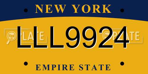 LLL9924 New York License Plate