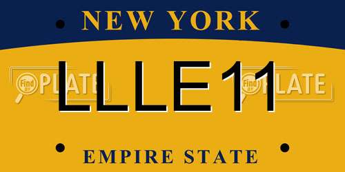 LLLE11 New York License Plate