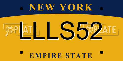 LLLS52 New York License Plate