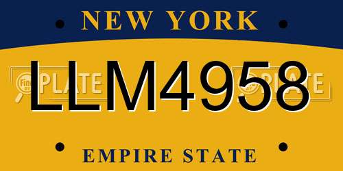 LLM4958 New York License Plate