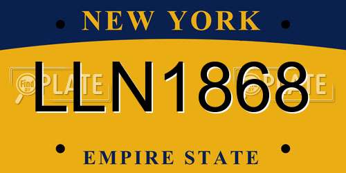 LLN1868 New York License Plate