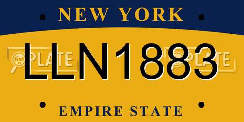 LLN1883 New York License Plate