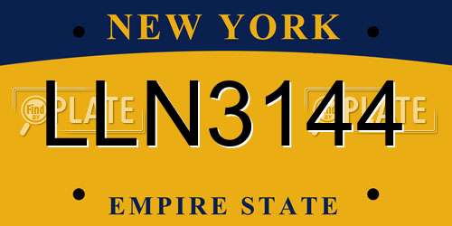 LLN3144 New York License Plate