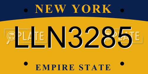LLN3285 New York License Plate