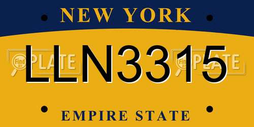 LLN3315 New York License Plate