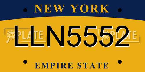 LLN5552 New York License Plate