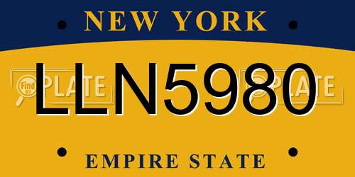 LLN5980 New York License Plate