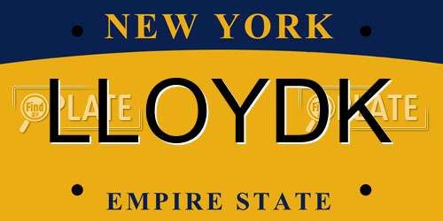 LLOYDK New York License Plate
