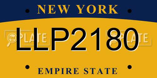 LLP2180 New York License Plate