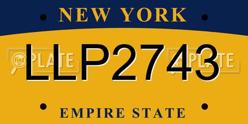 LLP2743 New York License Plate