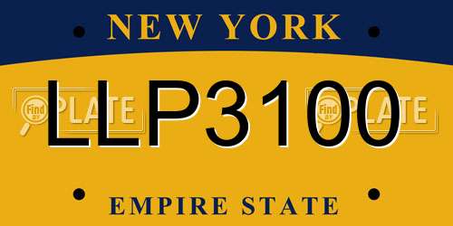 LLP3100 New York License Plate