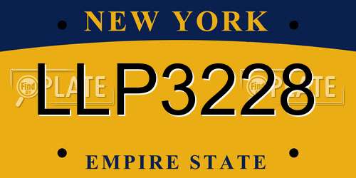 LLP3228 New York License Plate
