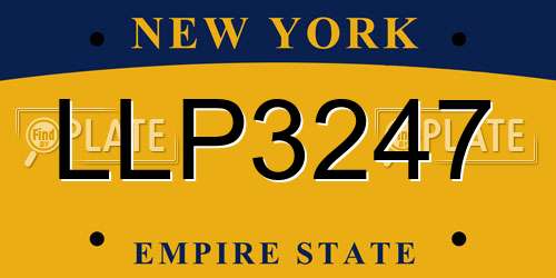LLP3247 New York License Plate