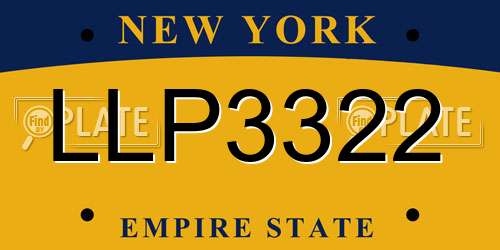 LLP3322 New York License Plate