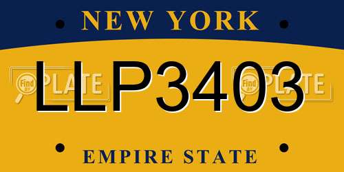 LLP3403 New York License Plate