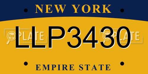 LLP3430 New York License Plate