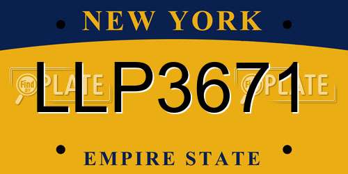 LLP3671 New York License Plate