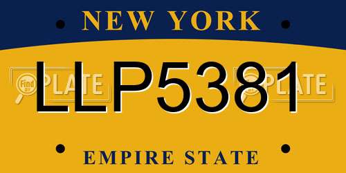 LLP5381 New York License Plate