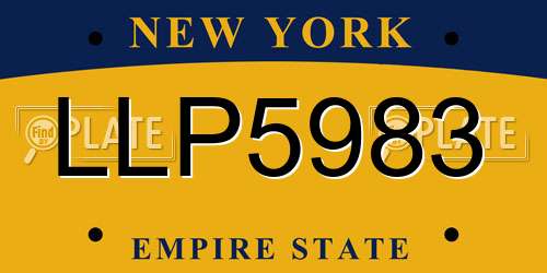 LLP5983 New York License Plate