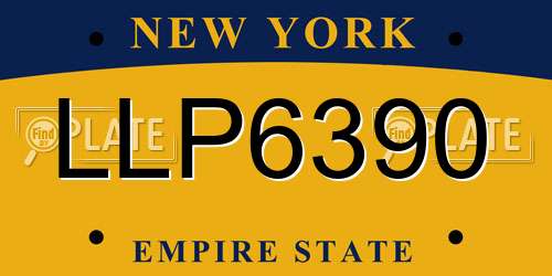 LLP6390 New York License Plate