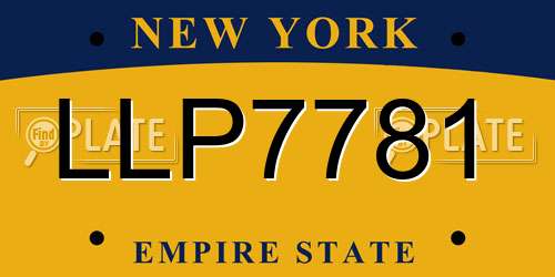 LLP7781 New York License Plate