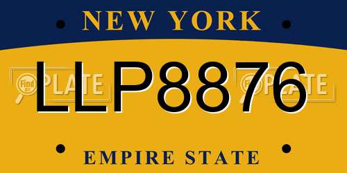 LLP8876 New York License Plate
