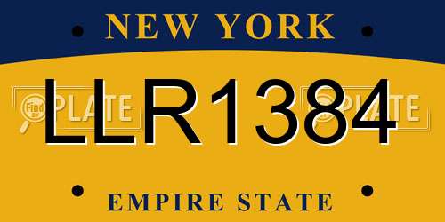 LLR1384 New York License Plate