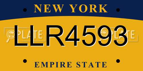 LLR4593 New York License Plate