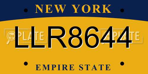 LLR8644 New York License Plate