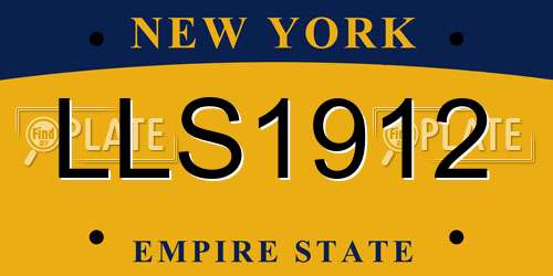 LLS1912 New York License Plate
