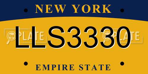 LLS3330 New York License Plate
