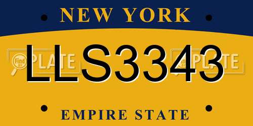 LLS3343 New York License Plate