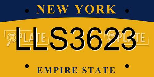 LLS3623 New York License Plate