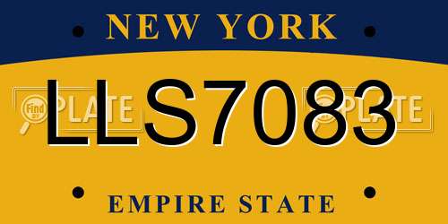 LLS7083 New York License Plate