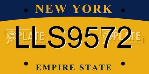 LLS9572 New York License Plate