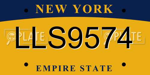 LLS9574 New York License Plate