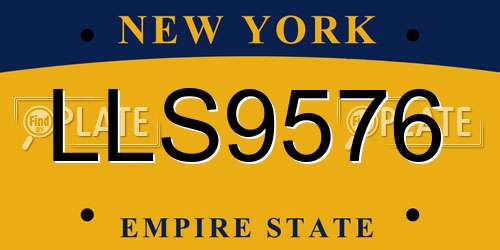 LLS9576 New York License Plate