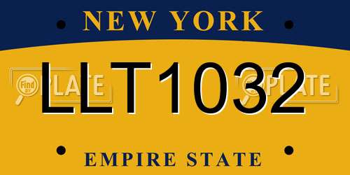 LLT1032 New York License Plate